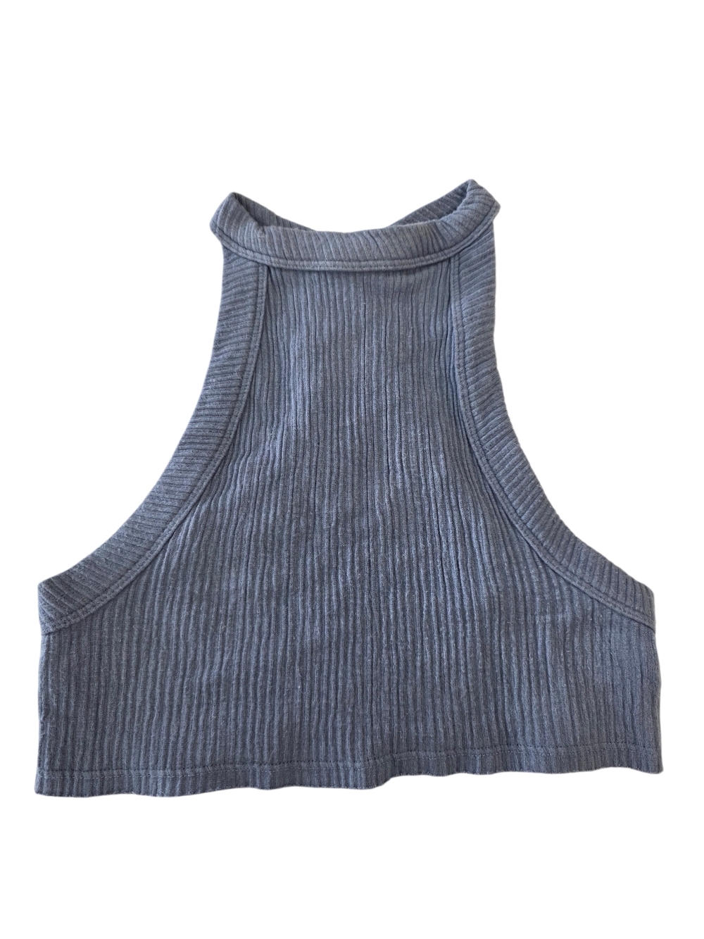Out from under Urban Outfitters Ribbed High Neck Crop Top - Slate Blue